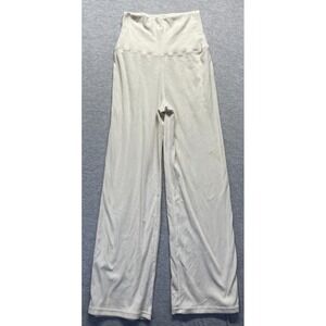 Life Rocks Lounge Pants Women Large Beige High Waisted Ribbed Wide Leg Pull On